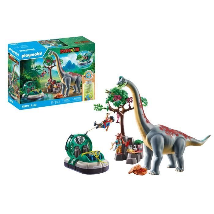 PLAYMOBIL 71819 Brachiosaure, explorateurs, aéroglisseur
