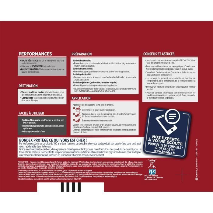 Tinte para madera Bondex de 2,5 L de alta protección para teca, 8 años de protección.