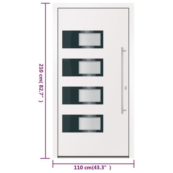 Puerta de entrada vidaXL blanca de 110x210 cm, aluminio y PVC, 3157064