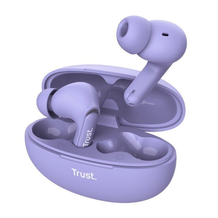 Auriculares inalámbricos Bluetooth Yavi con 2 micrófonos, cancelación de ruido ENC, 23 horas de reproducción, compatibles con Android y iPhone - Morado