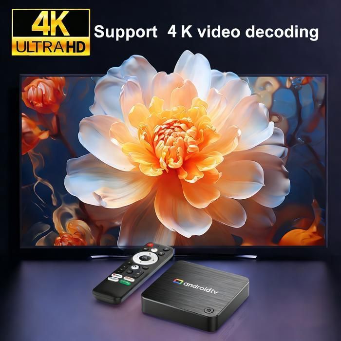 Android Box - Android 15.0 - 4K - 2/8 GB - IPTV Box - Android TV - Compatibilidad con múltiples interfaces - WiFi 2.4/5.0G - Reproductor multimedia