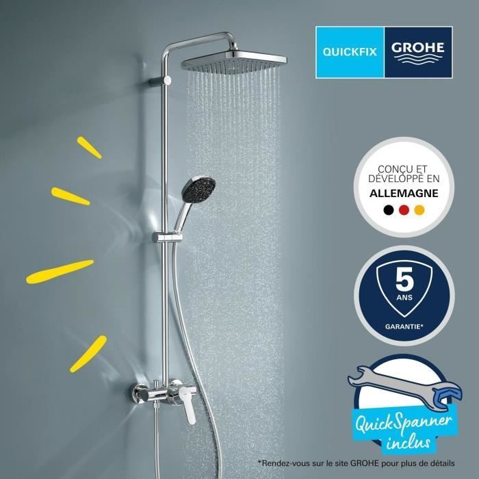 Columna de ducha con grifo monomando - Ahorro de agua - GROHE Vitalio Comfort 250 - Cromado - 26985001
