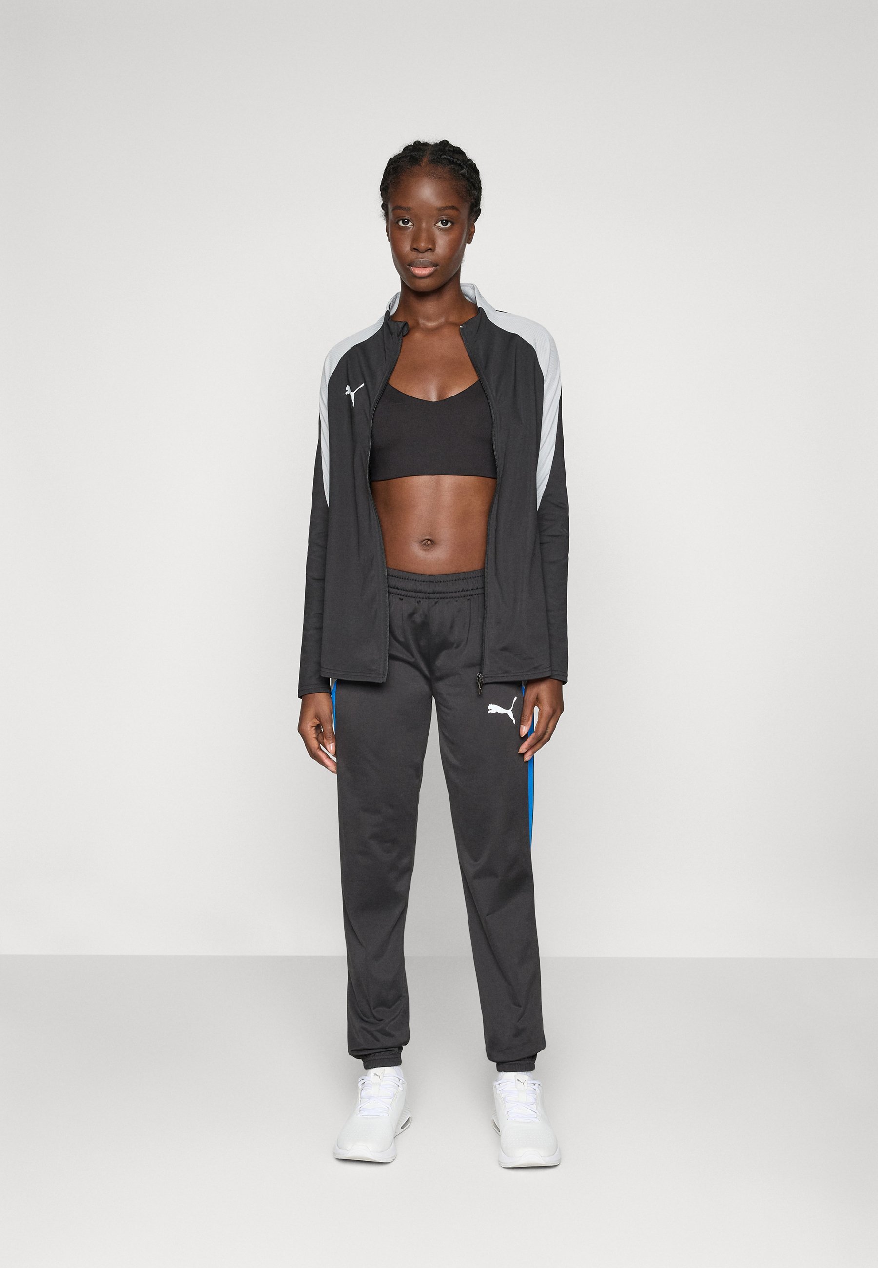 Puma INDIVIDUALBLAZE TRACKSUIT SET - Trainingspak - zwart/wit/koel lichtgrijs