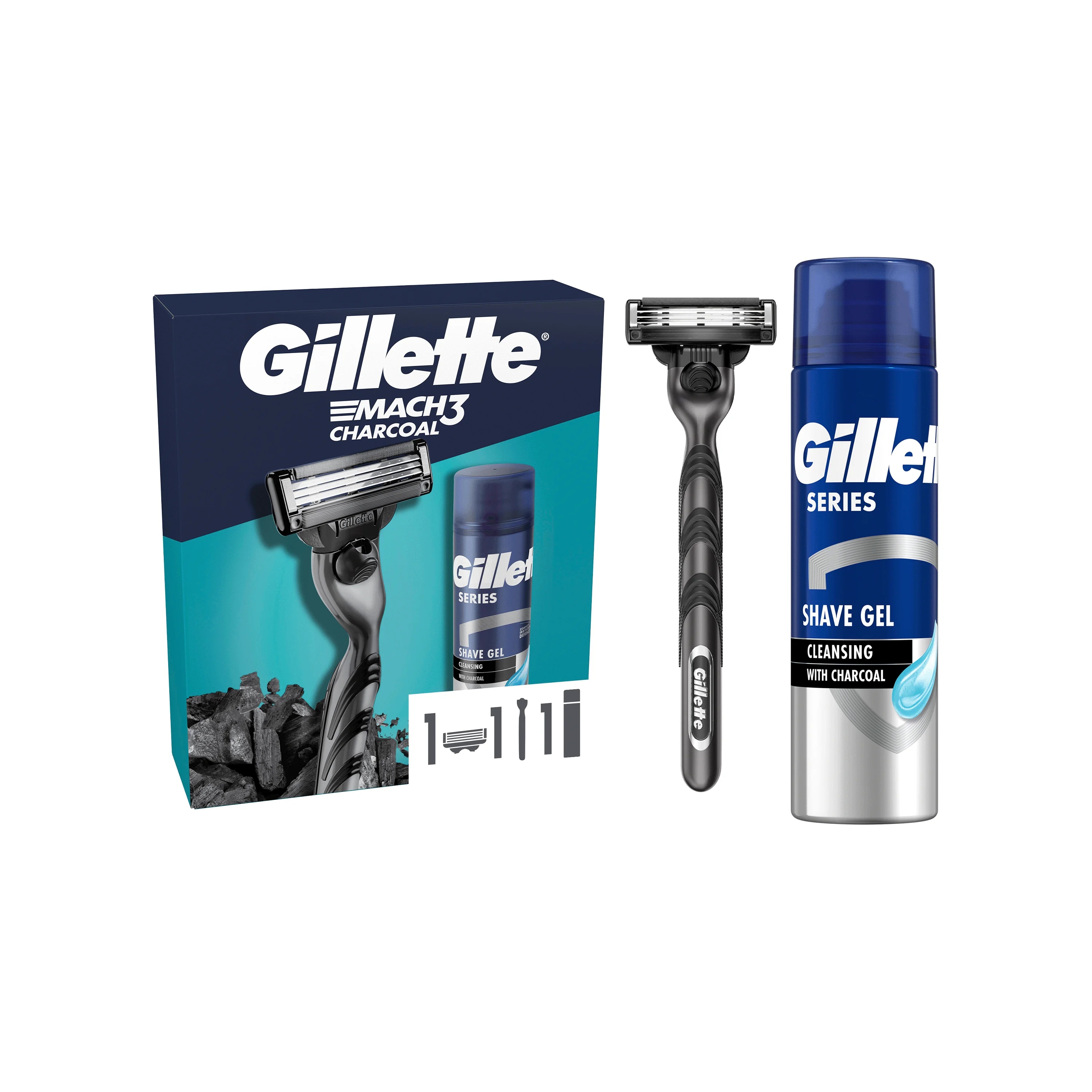 Set de regalo Gillette Mach3 + gel para barba