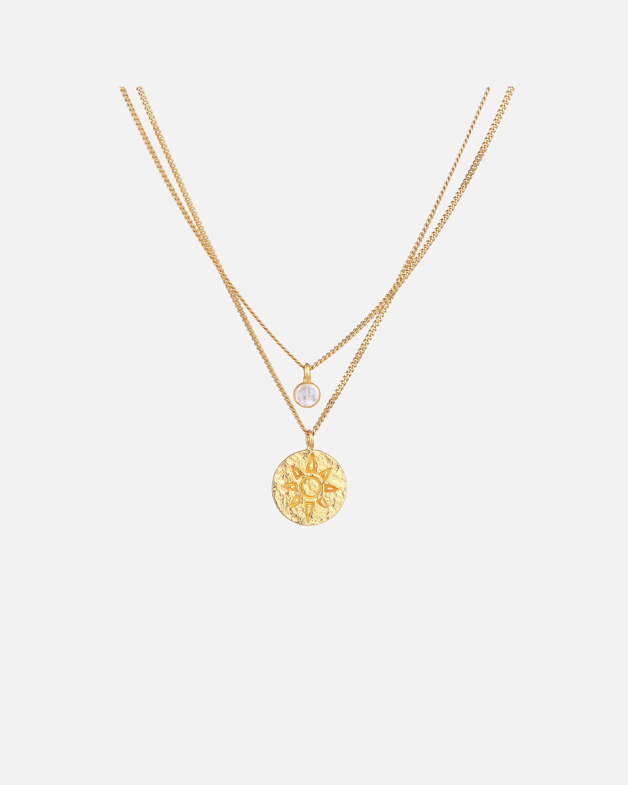 Elli Femmes Pendentif Monnaie Couches Soleil avec pierre précieuse de lune en argent sterling 925 plaqué or