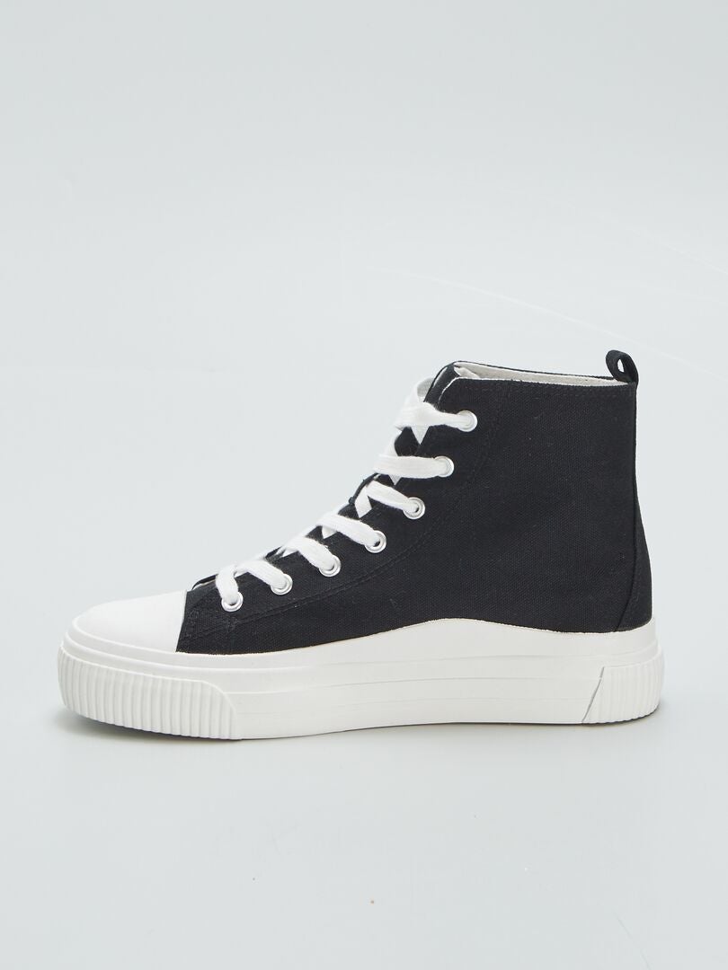 Canvas wedge sneakers - ZWART