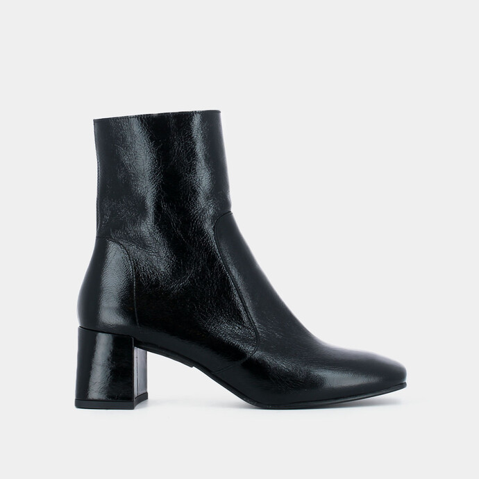 Bottines à talons  en cuir vieilli noir