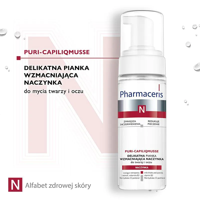 Pharmaceris N Puri-Capilium Delikatna pianka do mycia twarzy i oczu wzmacniająca naczynka