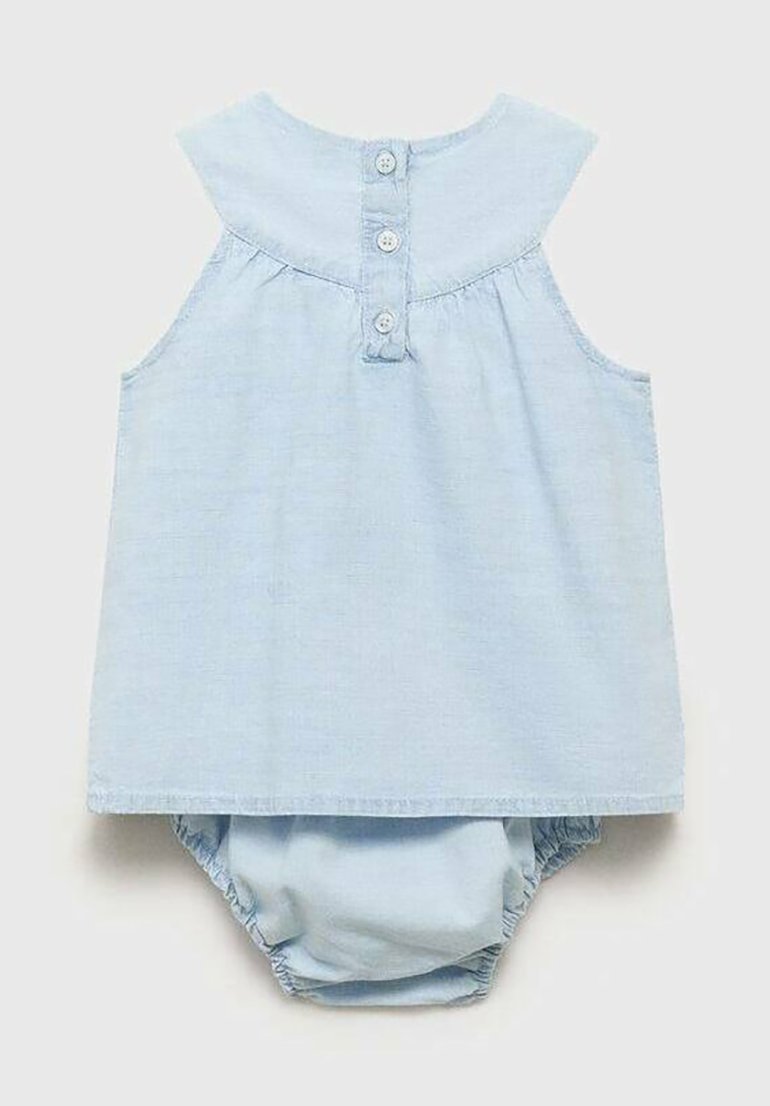 Mango Kids Kikker met Geborduurde Details - Denim jurk - lichtblauw