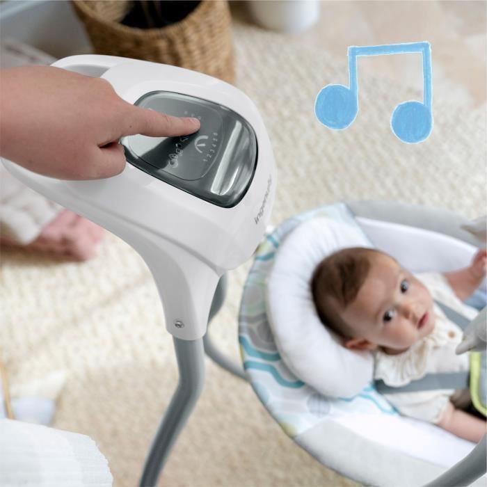 INGENUITY Everston 180° draaibare elektrische babyschommel/bouncer, 6 snelheden, babycadeau