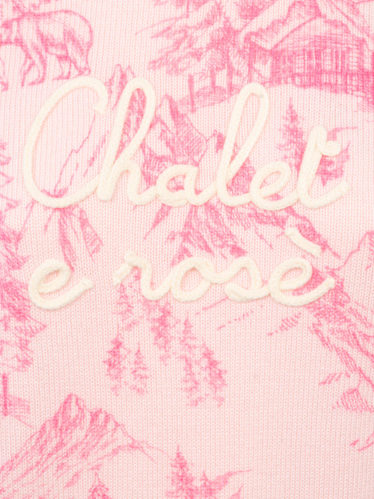 Nieuwe roze damestrui van Queen met Toile de Jouy-print en Cha-borduurwerk.