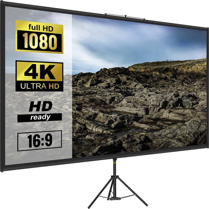 Pantalla de proyección con trípode DUOKU - 279,4 cm - 4K HD - Ajustable - 16:9