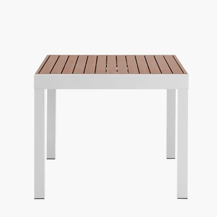 Mesa de jardín extensible CALVI - Rectangular - Tablero de aluminio con efecto madera - Capacidad para 6 personas