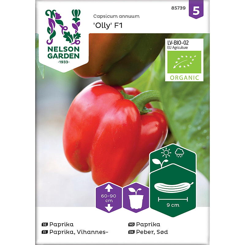 Nelson Garden Seeds Paprika Olly F1, luomu