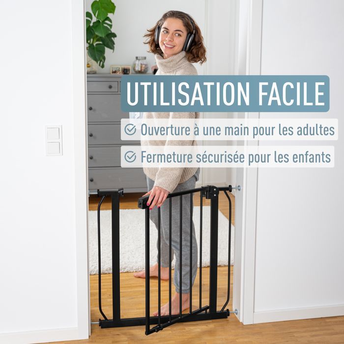 Cancelletto di sicurezza stile IB per scale, non richiede foratura, nero, Berrin, 58-66 cm