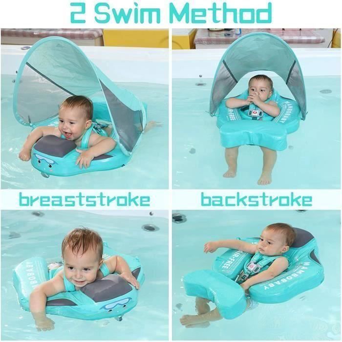 HAOPYOU- Anneau de flotteur de piscine pour bb anneau de natation pour bb non gonflable avec auvent pour les VERT