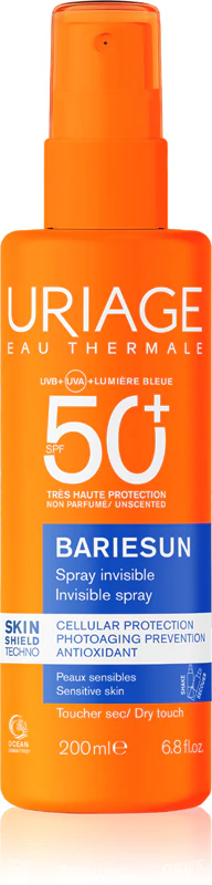 Uriage Bariésun Spray Invisível Sem Fragrância FPS 50+, spray protetor para rosto e corpo FPS 50+