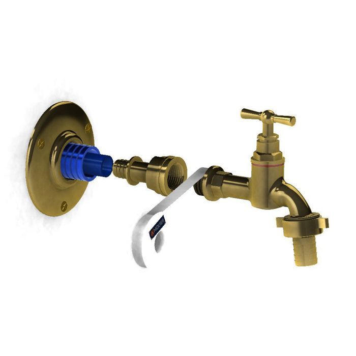 Applic'easy brass tap/garden wall light, 1/2