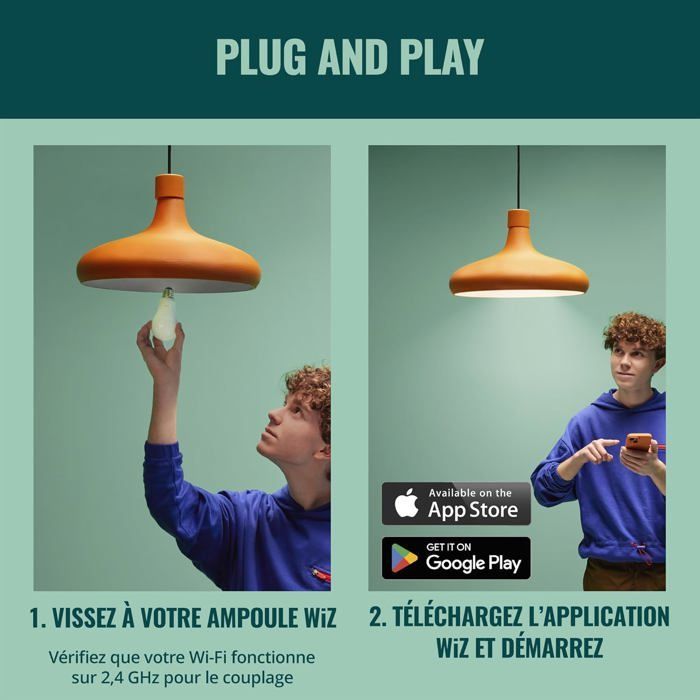 WiZ - Ampoule LED connectée Tunable White A60 E27 100 W équivalent (jusqu’à 1521 lm)