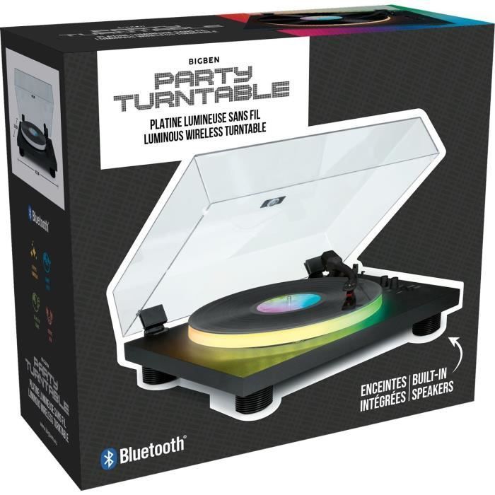 BIGBEN INTERACTIVE PARTYBTTDLIGHT Giradischi - Piatto illuminato - Trasmissione a cinghia - Bluetooth - Effetti luminosi