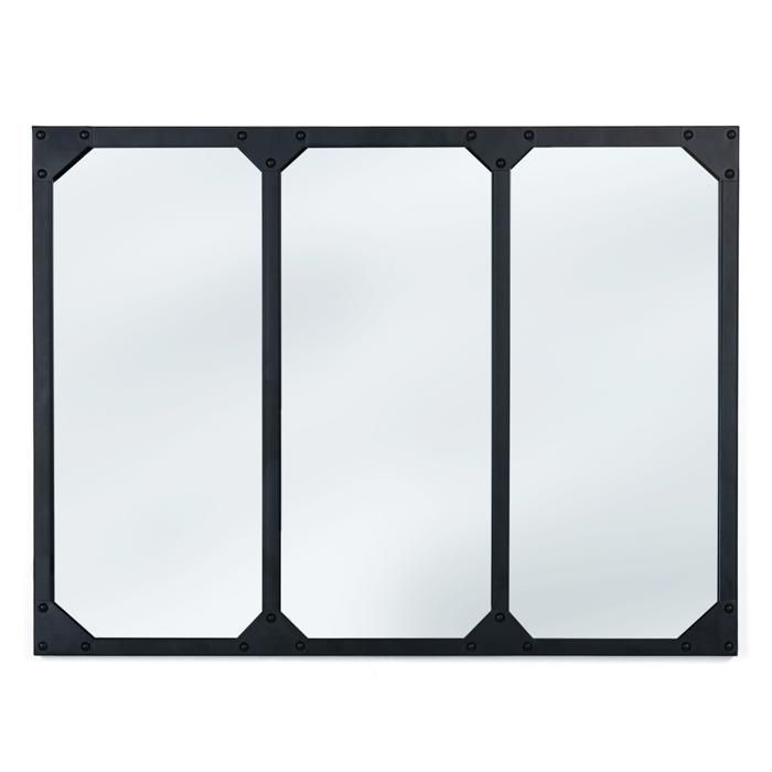 Espejo de cristal de 3 bandas de IDMARKET Diseño Industrial 80x60 cm