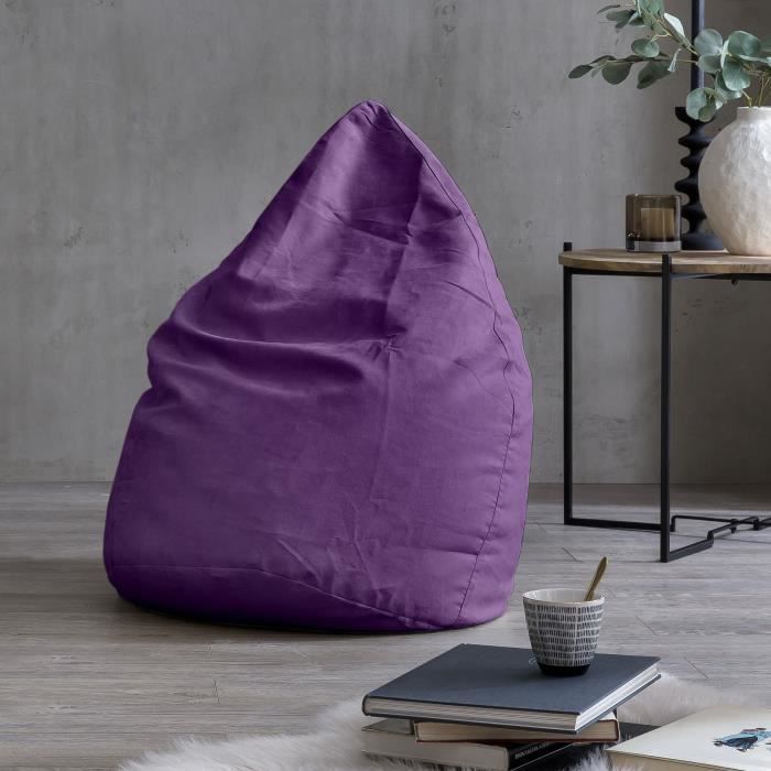 Pouf Poire XL Plus - LUMALAND - 65 x 80 cm - Violet - Tissu