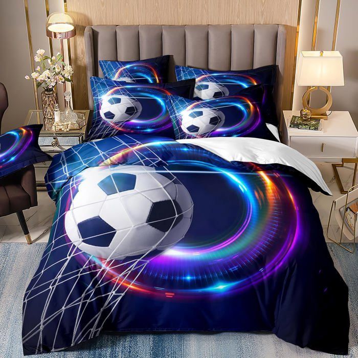 Football Housse de Couette 140x200+50x75 (2 Piece) d'enfant Sport Gamer Football Parure de lit pour Garçons et Filles