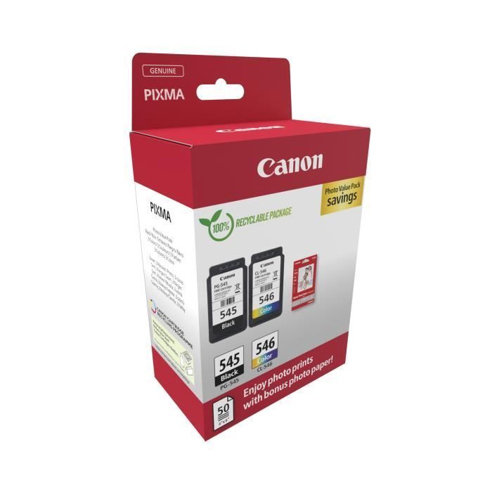 2-pack of ink cartridges + photo paper pack - CANON - PG-545 Black + CL-546 Color
