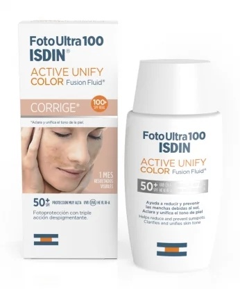 ISDIN Isdin Fotoultra 100 Active Unify Color SPF 50+ 50 ml Fotobescherming en depigmenterend effect