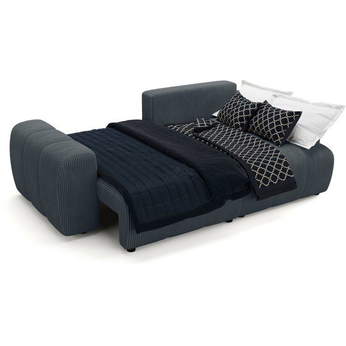 Convertible corner sofa - 4-seater - BRANDON - Anthracite Grey Fabric - 242 x 144 x 86 cm