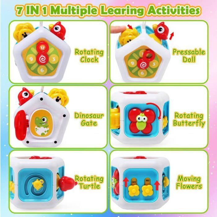 Cubo de actividades sensoriales Montessori 6 en 1: juguete para el desarrollo infantil de 1, 2 y 3 años, regalo educativo de viaje para niños y niñas.