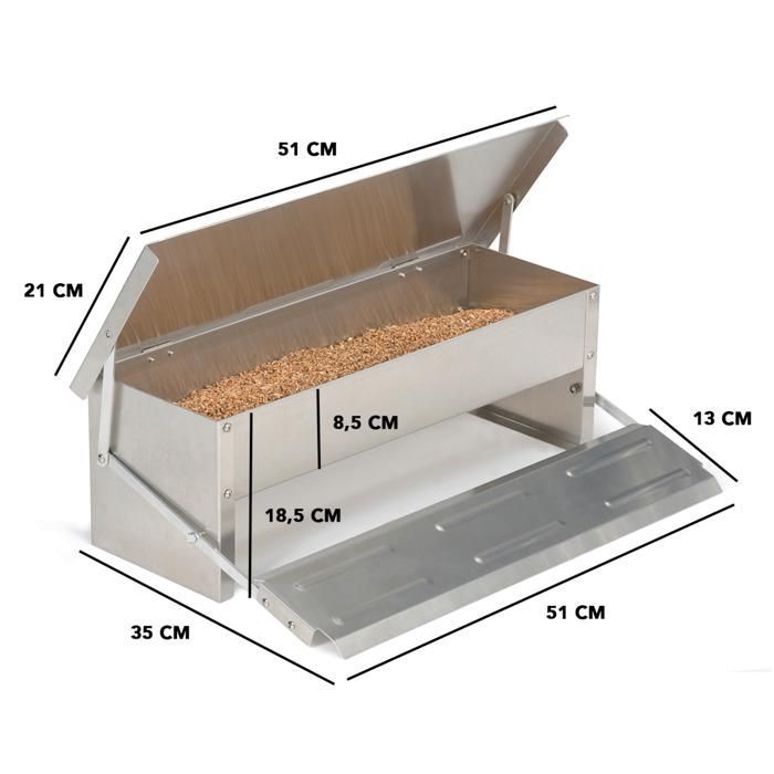 IDMARKET XL Chicken Feeder, Automatic Pedal-Operated Steel Dispenser, 5 kg