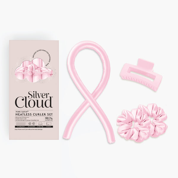 Sidabrinio debesies rožinio atlaso bekaitinimo garbanėlių rinkinys