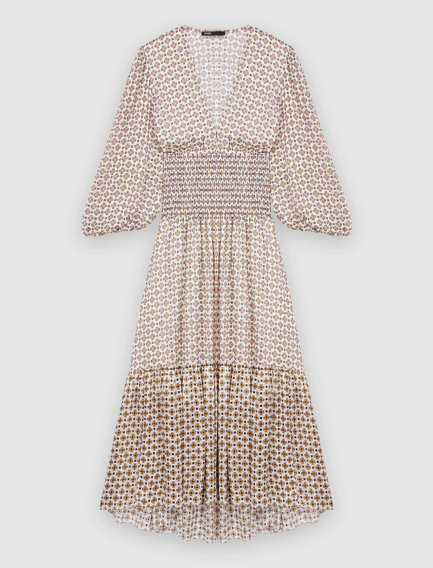 Rochie din muselină imprimată - Tiles fond écru