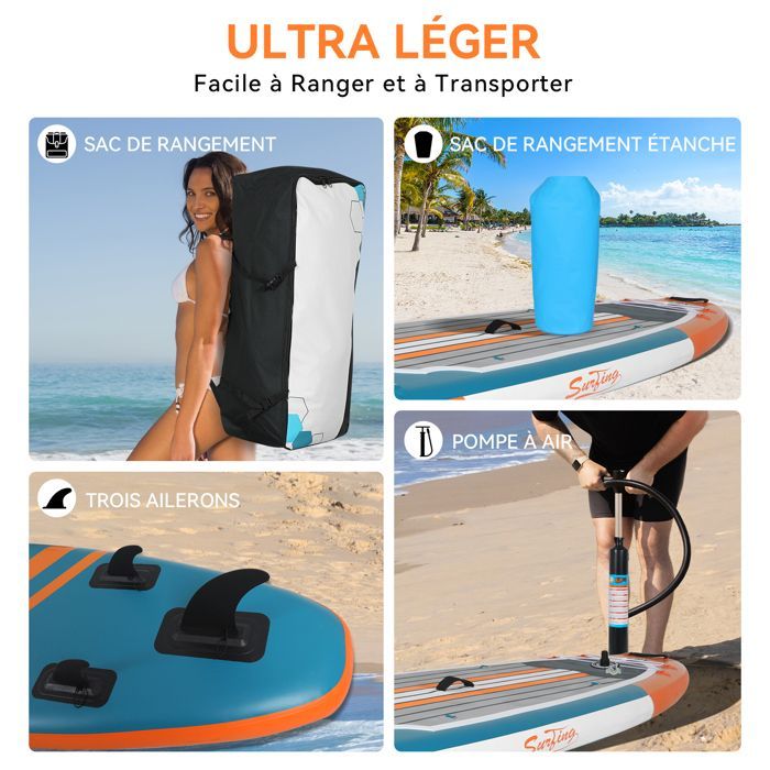 Inflatable Stand Up Paddleboard - 335x84x15cm - Inflatable Board with Seat - SUP Board - Up to 150 kg - Blue