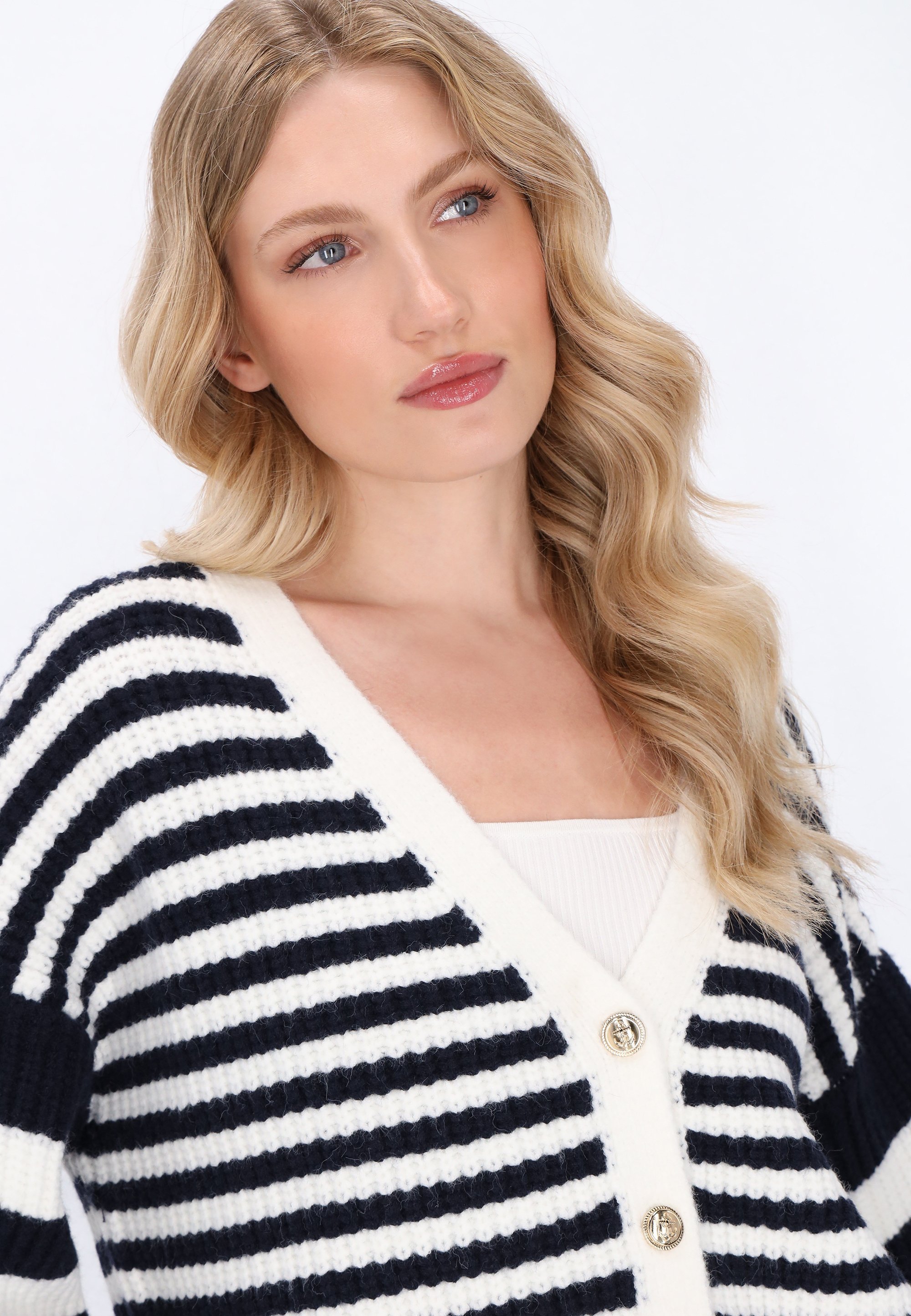 Cardigan DreiMaster - blu navy bianco sporco