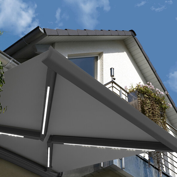 LED-Vollkassettenmarkise ELOS V2 inkl. Windsensor anthrazit, 400 x 300 cm
