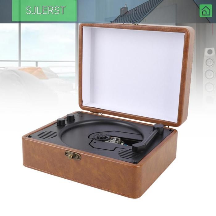 sjlerst lecteur CD rétro Lecteur CD Portable avec haut-parleurs, valise rétro, lecteur de musique CD avec video baladeur Brun