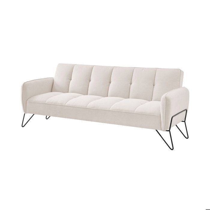 VINTEX 3-seater click-clack sofa bed in beige microfiber