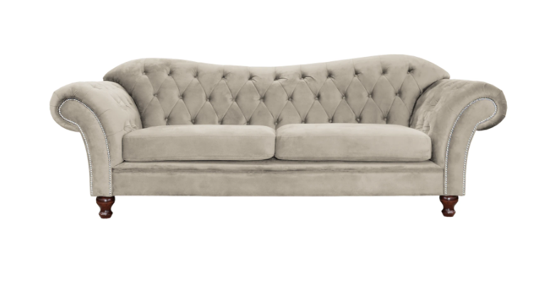 Ropez Chesterfield Sheffield sofa 3 pikowana welur szary
