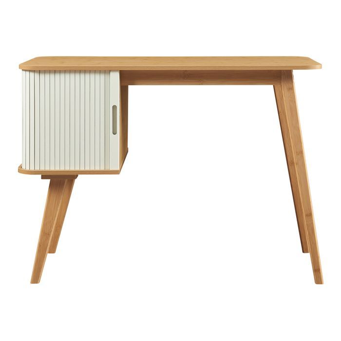 Scrivania Tysvær in bambù, 75 x 105 x 48 cm, naturale/bianco crema