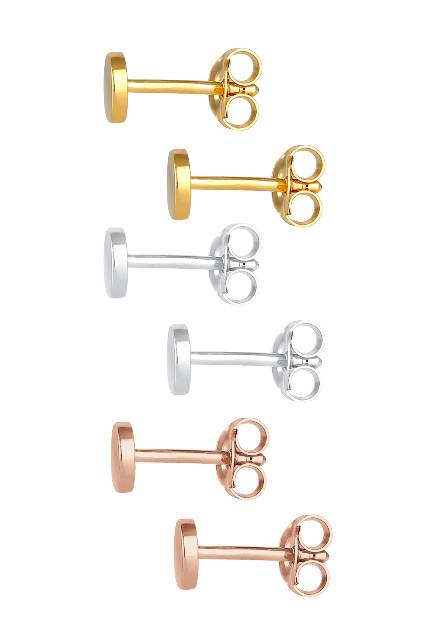 Elli Femmes Set de 3 Cercle Basique Tri-Color en Argent Sterling 925