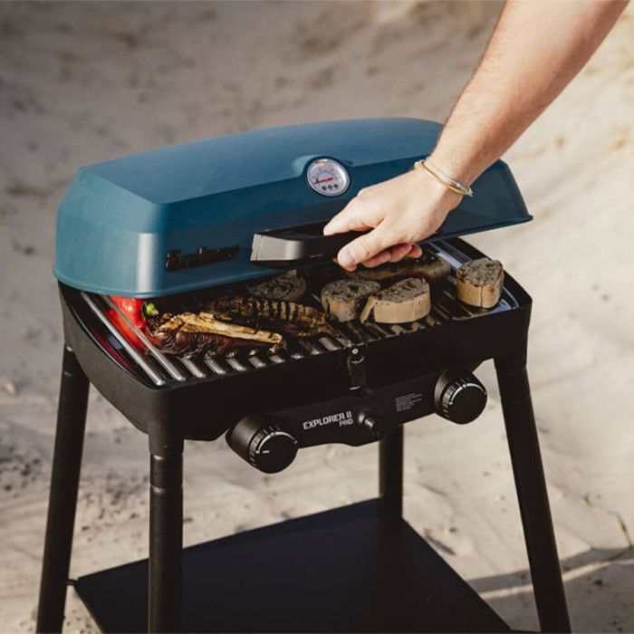 Barbecue gaz portable Explorer II Pro – ENDERS BY FAVEX – 2 bruleurs inox – 4,4 kW – Grille 49 x 32 cm - Rechaud - Barbecue Camping