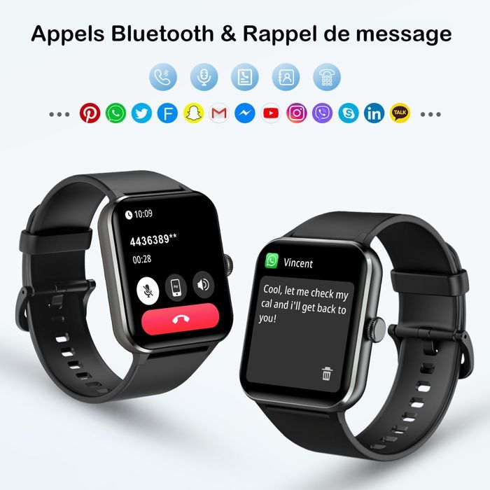 Smartwatch for Men and Women compatible with Samsung, iPhone, and Android, 1.85