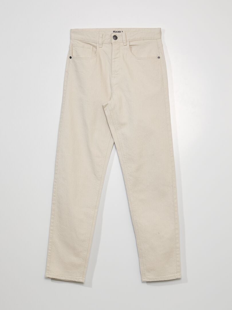 Calça jeans de perna larga com 5 bolsos - L32 - BRANCA