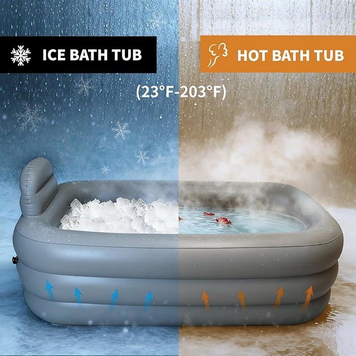 Light Grey Portable Inflatable Spa Bathtub for Adults, Ideal for Home Relaxation, Shower and Indoor Use