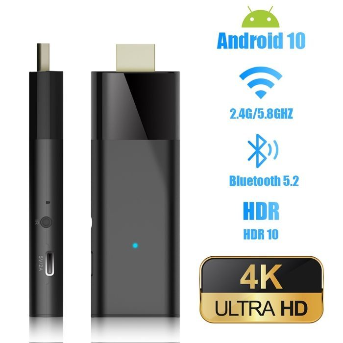Q6 H313 TV Stick Dual-Band 2G + 8G Android 10 WiFi Multimedia TV Stick con telecomando vocale