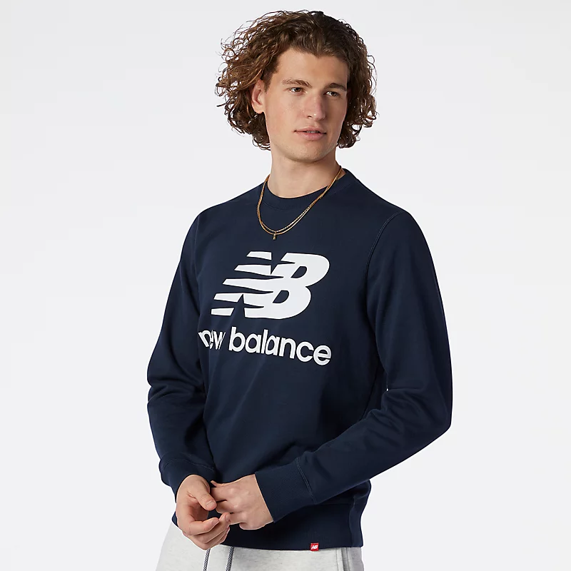 Moletom com capuz masculino NB Essentials Stacked Logo Crew - ECLIPSE