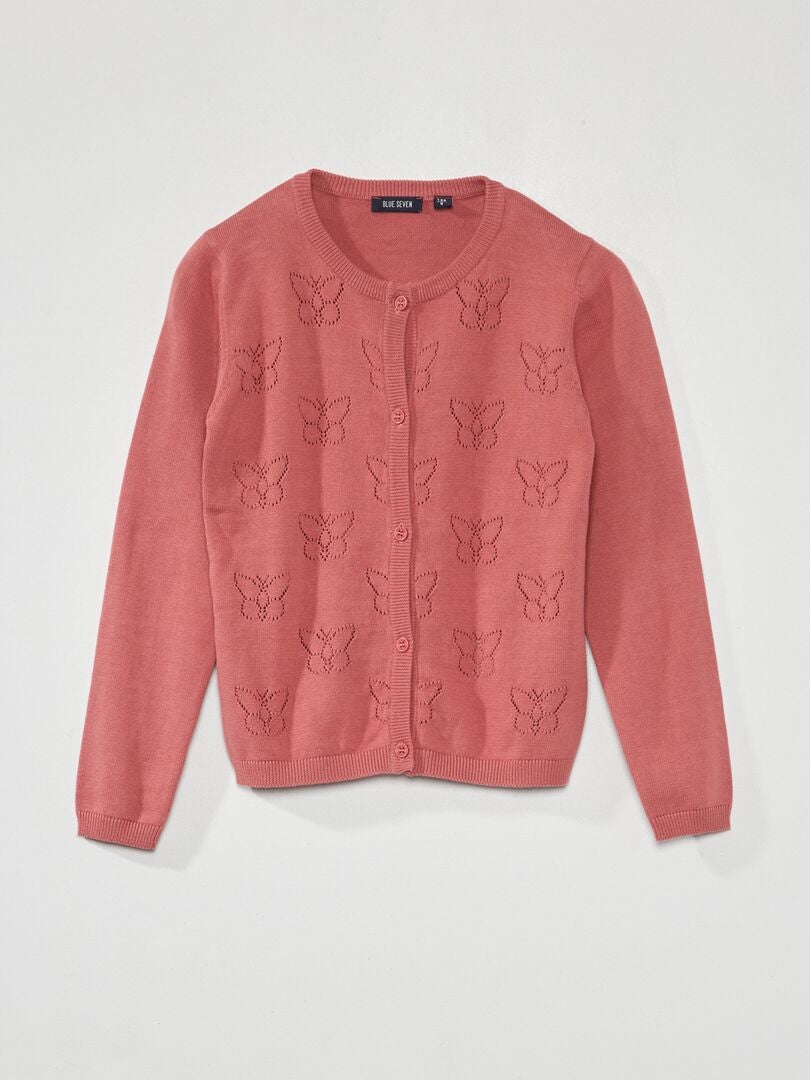 Gebreid vest met patroon - ROZE