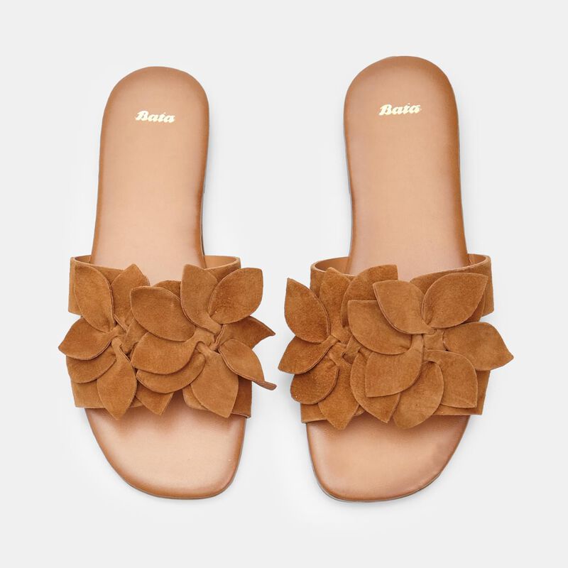 BATA damesslipper met bloemversiering